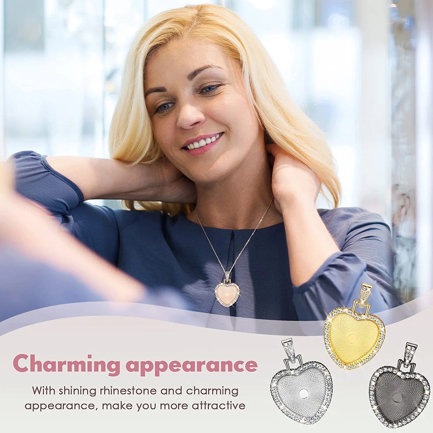 24 Piece Rhinestone Bezel Pendant Tray Set, Include 12 Piece Heart Shaped Pendant Tray Colorful Blank Pendant Charm with 12 Piece Clear Cabochon for DIY Jewelry Craft (Gold, Silver, Rose Gold, Black)