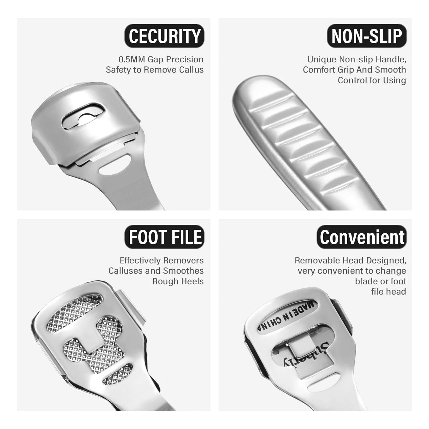 24 Pieces Callus Shaver Set, 20 Replacement Slices Blades 2 Callus Shavers and 2 Foot File Head Foot Care Tools Steel Handle Hard Skin Remover for Hand Feet (Grooved Handle) Health & Beauty > Personal Care > Foot Care Mudder