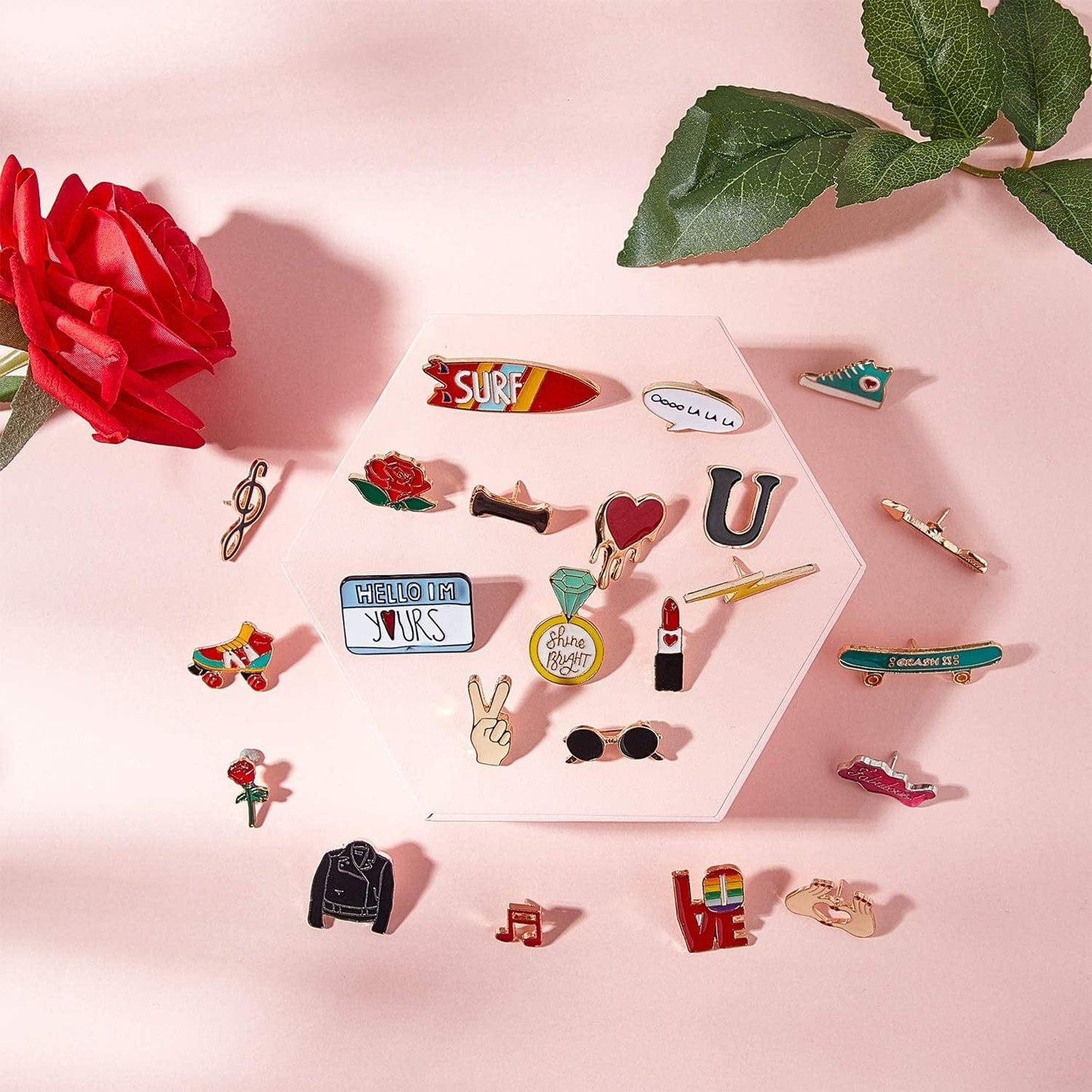 24 Pieces Cute Enamel Lapel Pin Set Cartoon Brooch Pin Badges Brooch Pins Clothing Bags Jackets Accessory for Valentine'S Day