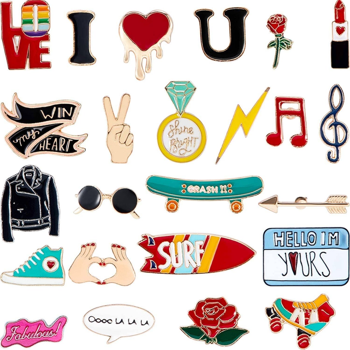 24 Pieces Cute Enamel Lapel Pin Set Cartoon Brooch Pin Badges Brooch Pins Clothing Bags Jackets Accessory for Valentine'S Day