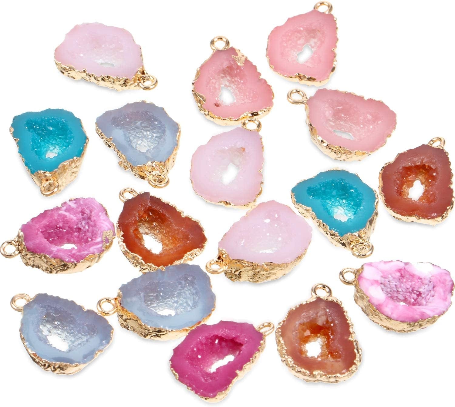 24 Pieces Resin Pendants Beads Charms Pendants Ore-Shaped Pendants Hollowed Beads Pendants Jewelry Findings for Girls Women DIY Necklace Jewelry Making