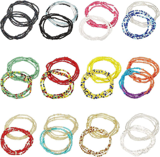 24 Pieces Waist Bead Chains Summer Body Jewelry Colorful Waist Belly Beads African Body Chains Elastic Bikini Jewelry for Women and Girls, 12 Styles Apparel & Accessories > Jewelry > Body Jewelry Norme