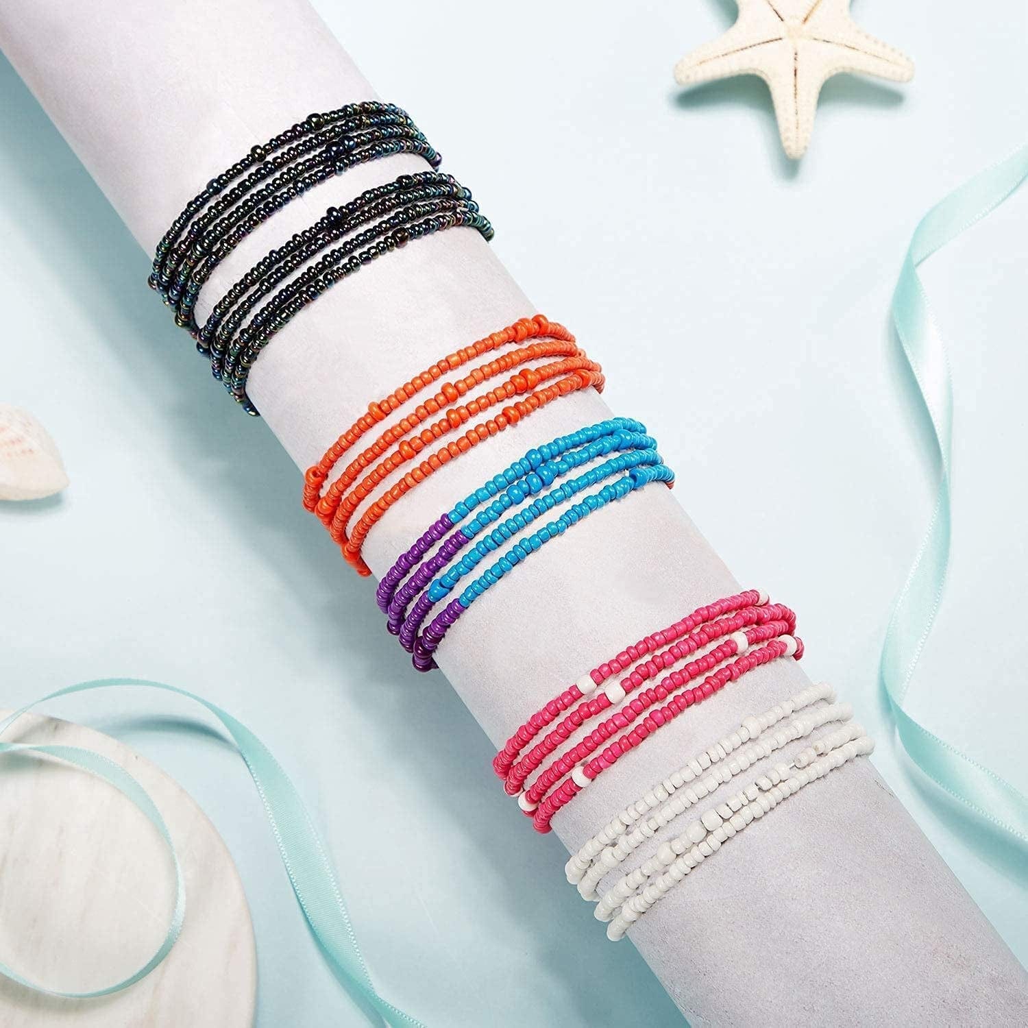 24 Pieces Waist Bead Chains Summer Body Jewelry Colorful Waist Belly Beads African Body Chains Elastic Bikini Jewelry for Women and Girls, 12 Styles Apparel & Accessories > Jewelry > Body Jewelry Norme