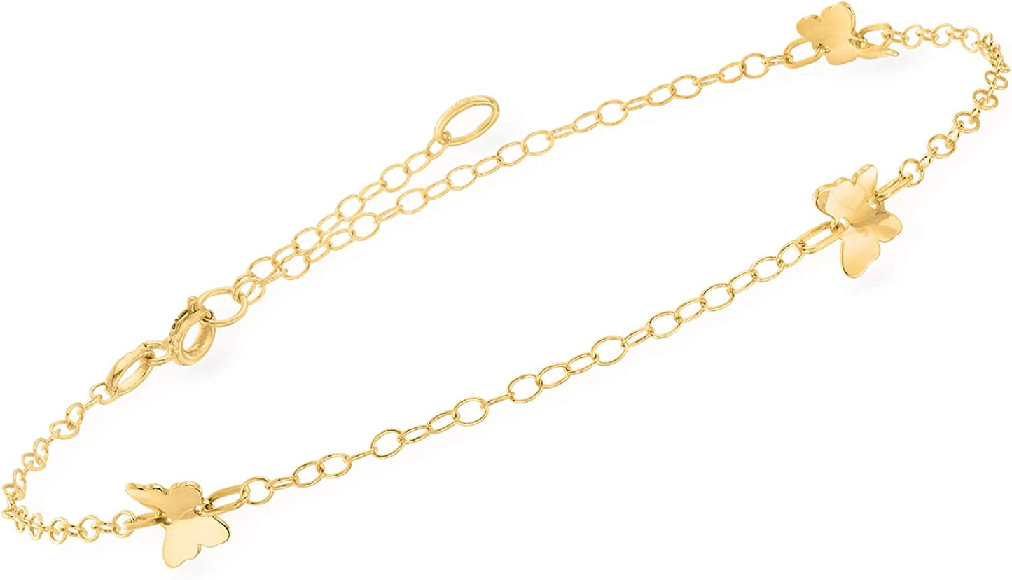 Ross-Simons Italian 14Kt Yellow Gold Butterfly Station Anklet. 9 Inches Apparel & Accessories > Jewelry > Anklets Ross-Simons