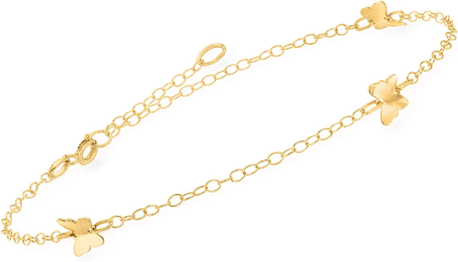 Ross-Simons Italian 14Kt Yellow Gold Butterfly Station Anklet. 9 Inches Apparel & Accessories > Jewelry > Anklets Ross-Simons