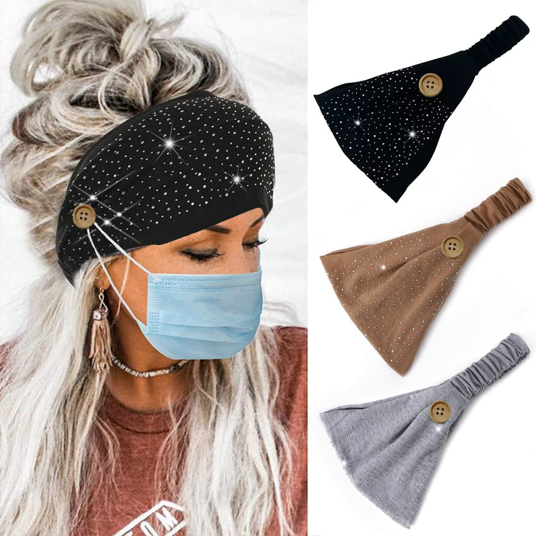 CAKURE Crystal Wide Headbands Rhinestone Bling Head Bands Sparkle Head Scarf Turban Headband Elastic African Head Wraps Sport Hair Bands for Women and Girls Pack of 3 (Set 2) Apparel & Accessories > Clothing Accessories > Bandanas & Headties CAKURE set 6