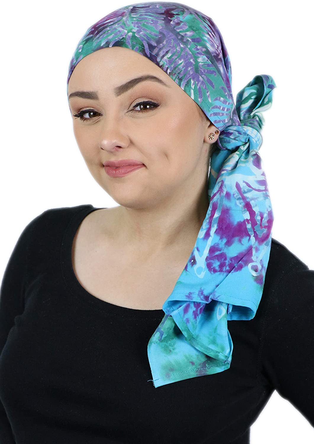 Hats, Scarves & More Headscarf Head Wrap for Women Chemo Headwear Cancer Scarf Head Covering Bali Batik 15 X 60 Inches Apparel & Accessories > Clothing Accessories > Headwear Hats Scarves & More Aqua Fern