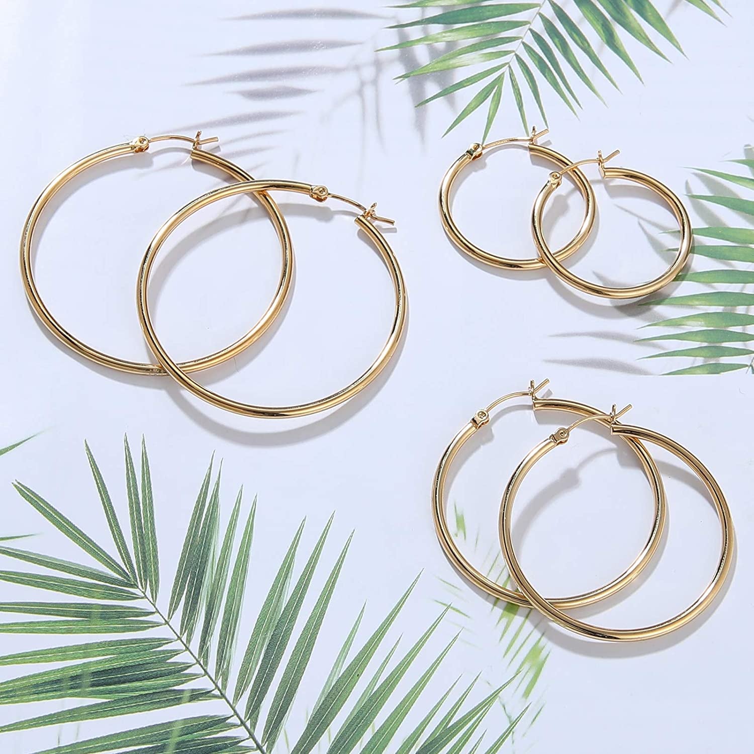 Gacimy Gold Hoop Earrings for Women 14K Real Gold Plated Hoops with 925 Sterling Silver Post Apparel & Accessories > Jewelry > Earrings Gacimy