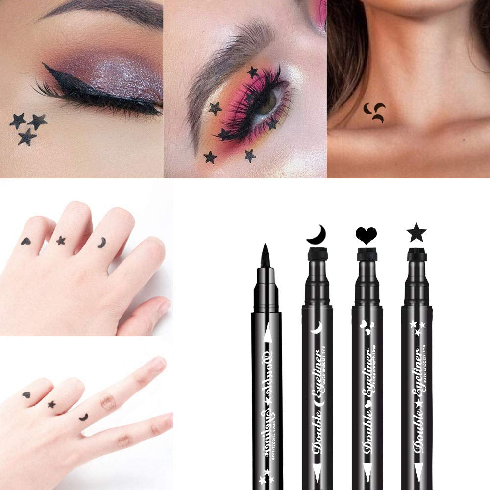 Ownest 3 Pcs Double-Sided Liquid Eyeliner Pen,With Eye Makeup Stamp Super Slim Gel Felt Tip High Black Pigment,Waterproof Smudgeproof Long Lasting Eyeliner Eye Tattoo Makeup Tool-Heart,Star,Moon Health & Beauty > Personal Care > Cosmetics > Cosmetic Tools > Makeup Tools Ownest
