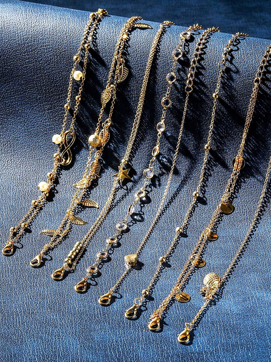 Hicarer 16 Pieces Boho Ankle Bracelets Beach Anklets Foot Chains Adjustable Foot Hand Jewelry Romantic Gift for Women Girls Apparel & Accessories > Jewelry > Anklets Hicarer