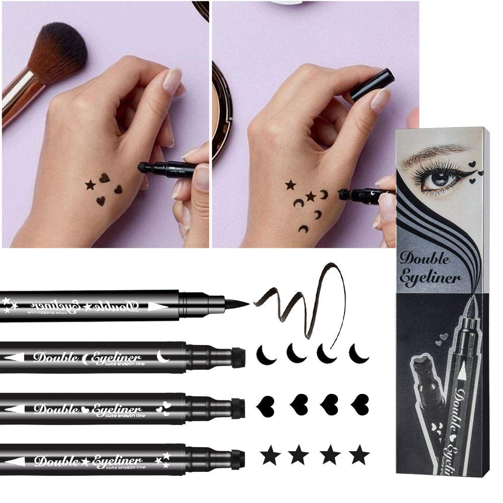 Ownest 3 Pcs Double-Sided Liquid Eyeliner Pen,With Eye Makeup Stamp Super Slim Gel Felt Tip High Black Pigment,Waterproof Smudgeproof Long Lasting Eyeliner Eye Tattoo Makeup Tool-Heart,Star,Moon Health & Beauty > Personal Care > Cosmetics > Cosmetic Tools > Makeup Tools Ownest
