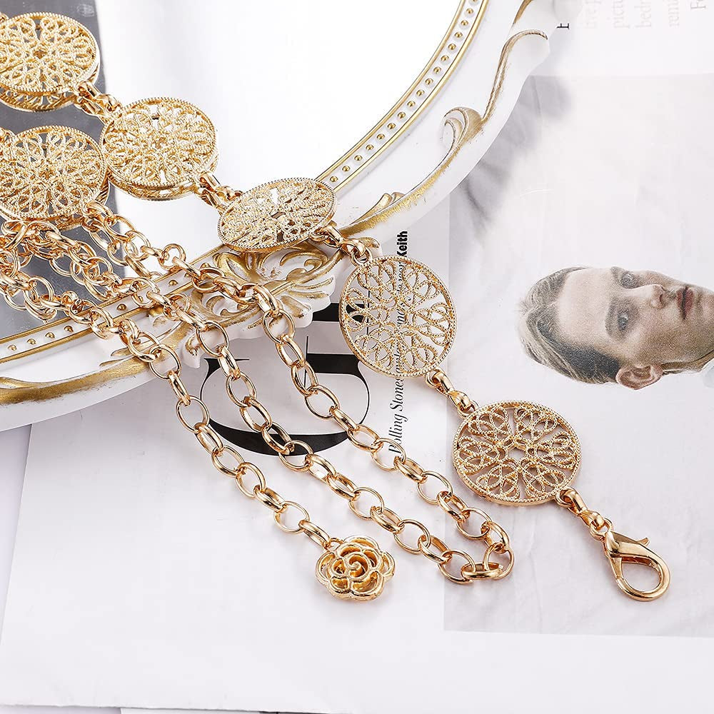 Fashion Womens Metal Silver Gold Body Waist Chain Belts for Dresses Jeans Apparel & Accessories > Jewelry > Body Jewelry NONGFUGE