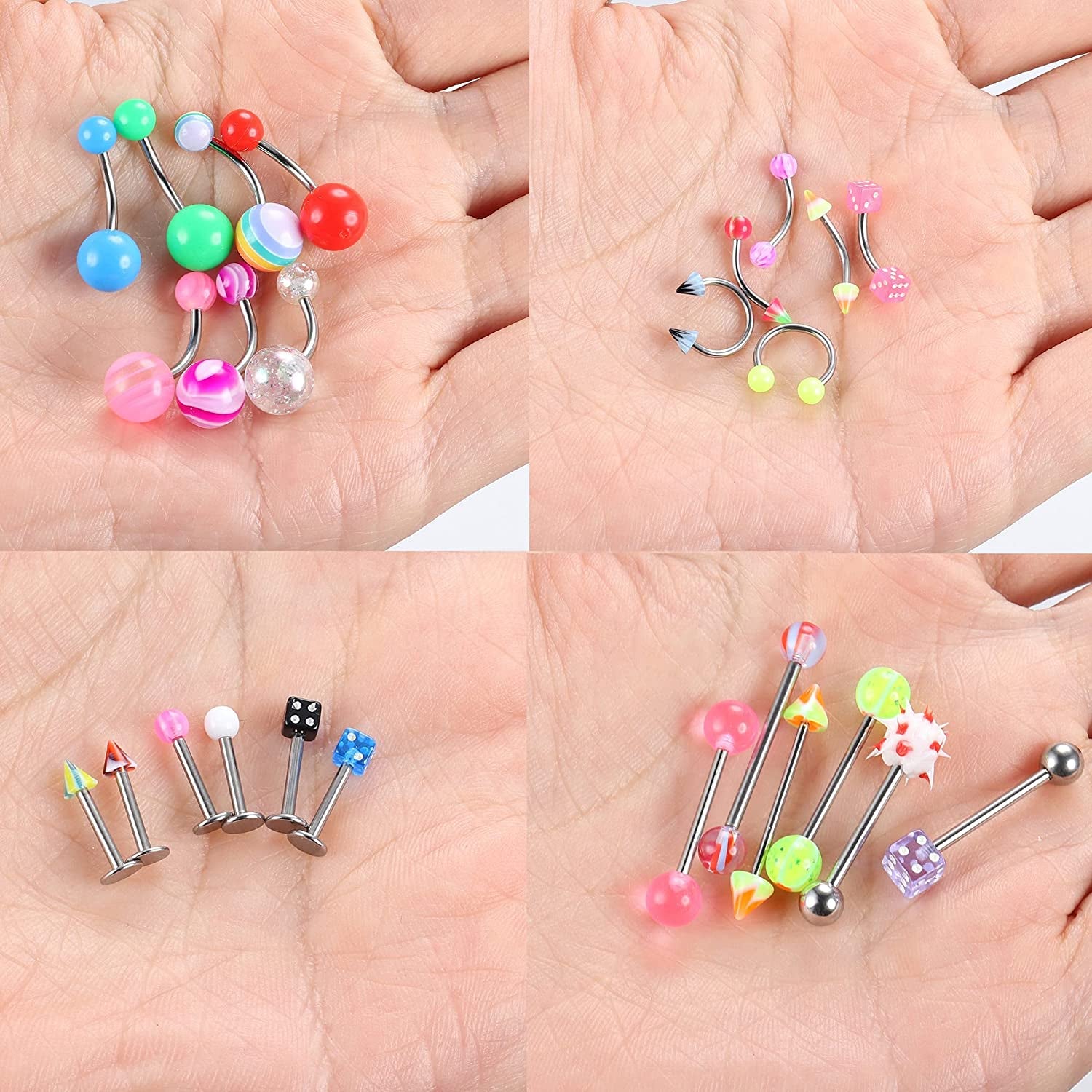 JOERICA 115 Pcs Body Piercing Jewelry for All Piercings 316L Stainless Steel Tongue Nipple Eyebrow Lip Belly Button Nose Tragus Horseshoe Barbell Rings Body Piercing for Women Piercings Jewelry Set 14G-20G Apparel & Accessories > Jewelry > Body Jewelry JOERICA