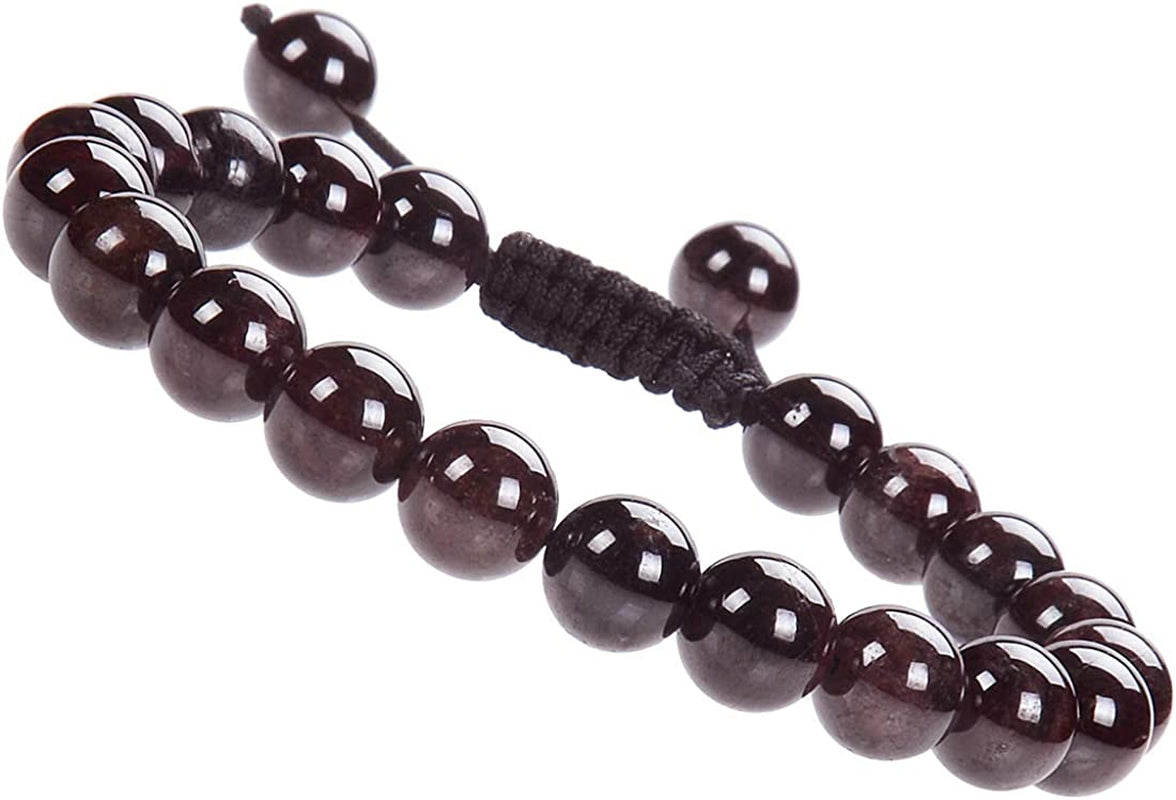 Massive Beads Natural Healing Power Gemstone Crystal Beads Unisex Adjustable Macrame Bracelets 8Mm Apparel & Accessories > Jewelry > Bracelets MASSIVE BEADS Garnet