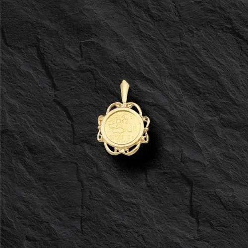 24K Chinese Panda Bear Coin Set in 14K Solid Gold Coin Charm Pendant -Random Year Coin