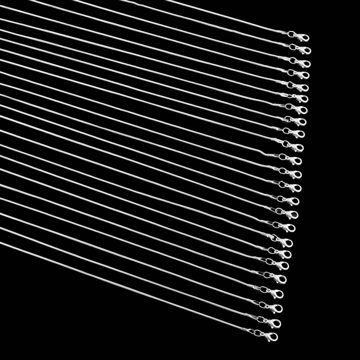 24Pcs 18 Inch 925 Silver Plated 1.2Mm DIY Snake Chain Charms Link Necklace with Lobster Clasps for Jewelry Making