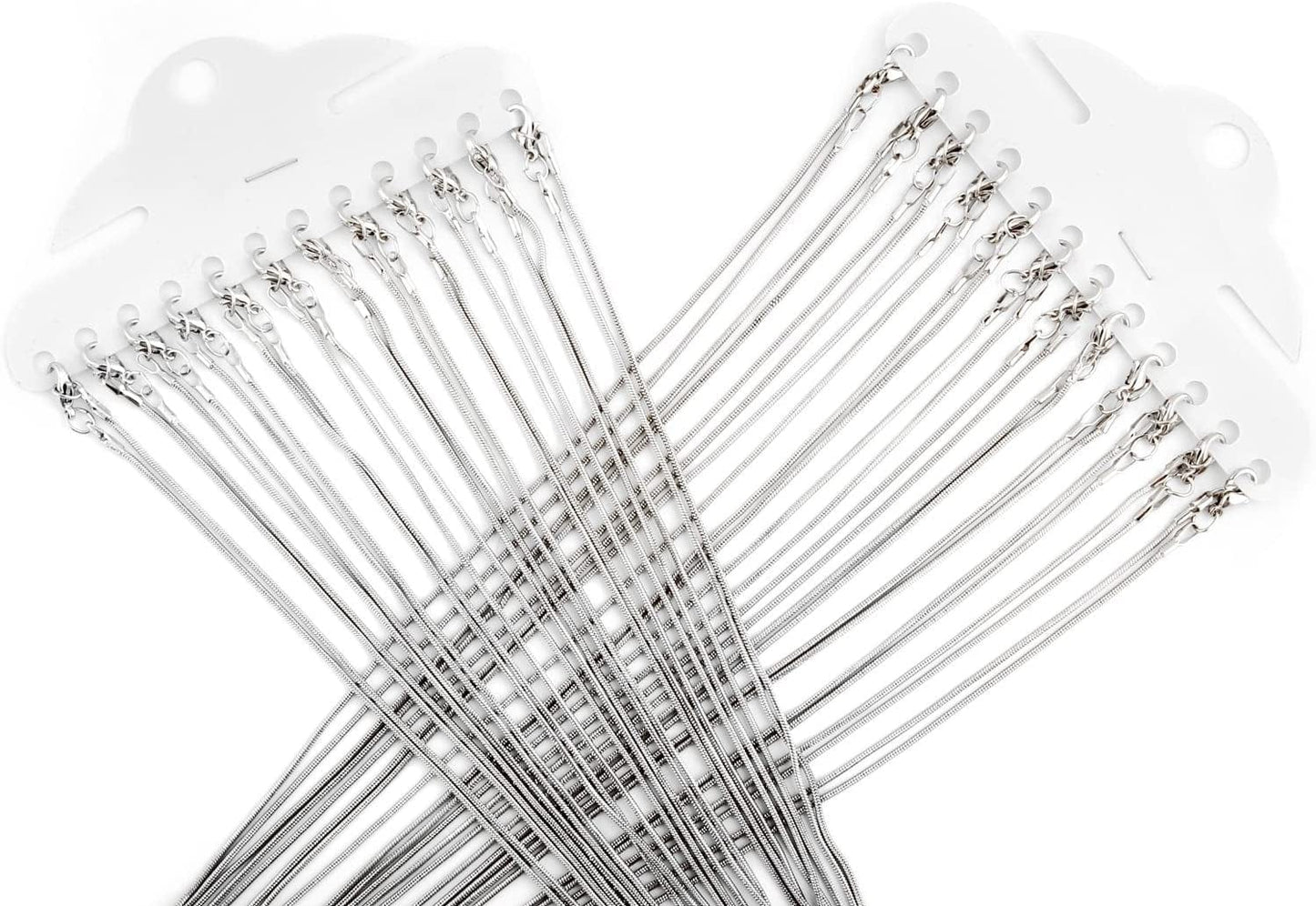 24Pcs 18 Inch 925 Silver Plated 1.2Mm DIY Snake Chain Charms Link Necklace with Lobster Clasps for Jewelry Making