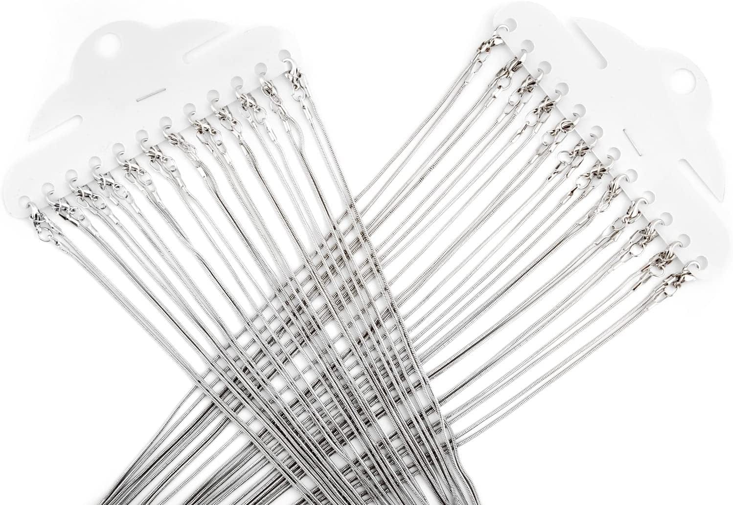 24Pcs 18 Inch 925 Silver Plated 1.2Mm DIY Snake Chain Charms Link Necklace with Lobster Clasps for Jewelry Making