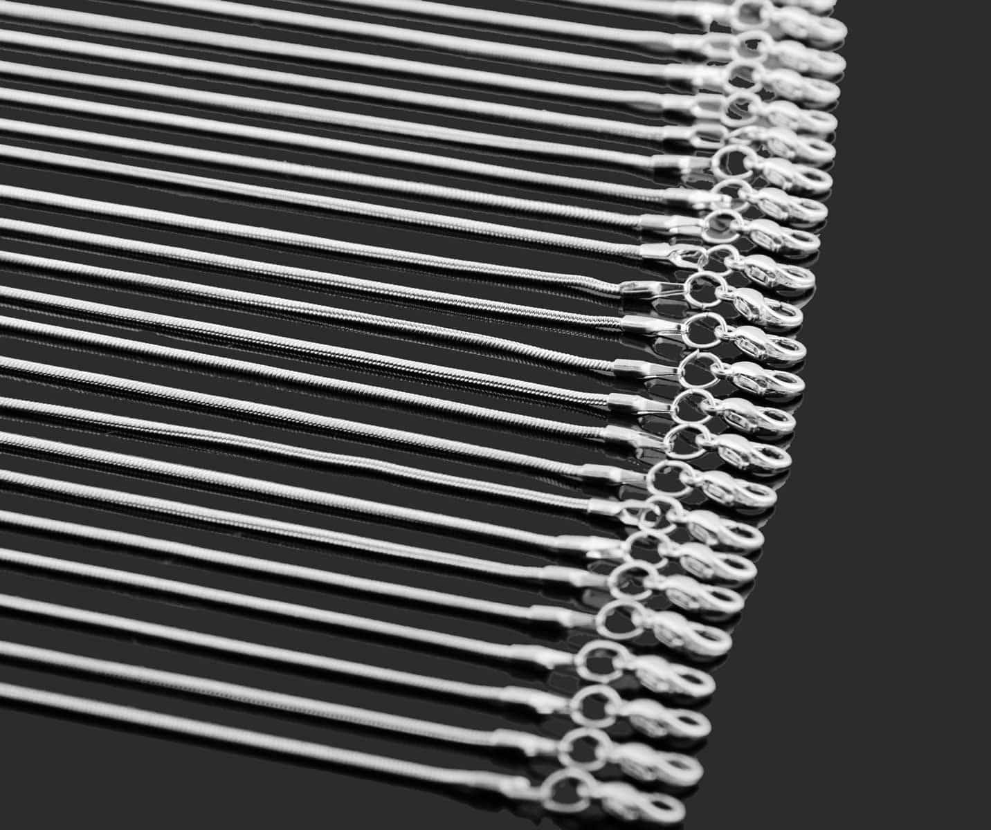 24Pcs 18 Inch 925 Silver Plated 1.2Mm DIY Snake Chain Charms Link Necklace with Lobster Clasps for Jewelry Making