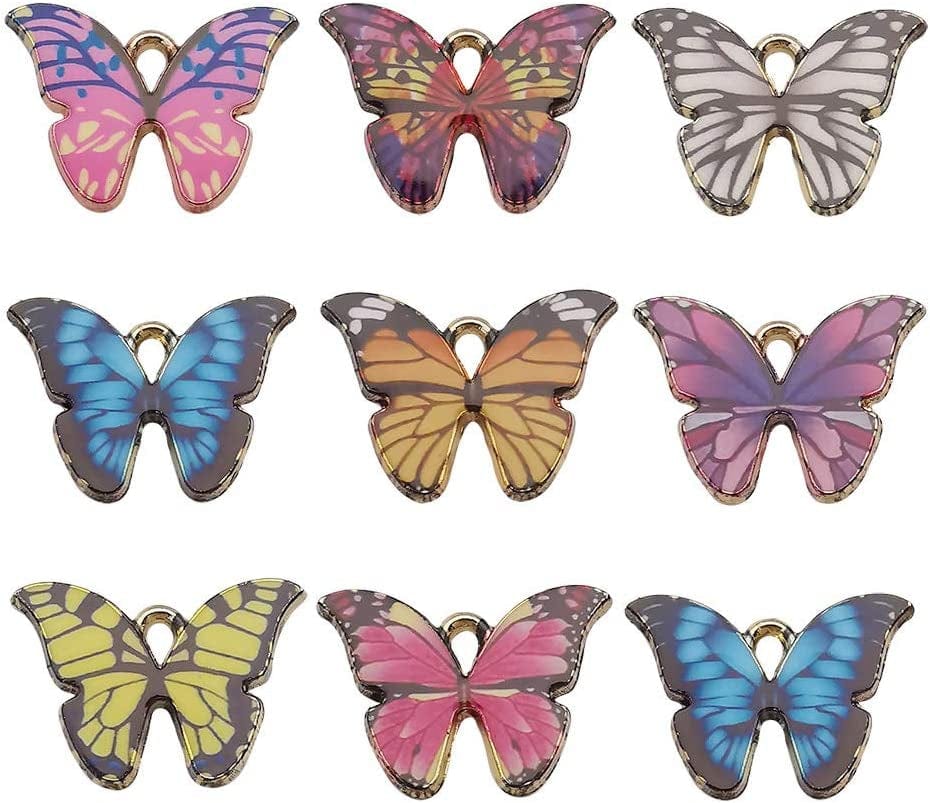 24Pcs Enamel Butterfly Pendant Charms for Jewelry Making Bracelet Necklace Earring HM488