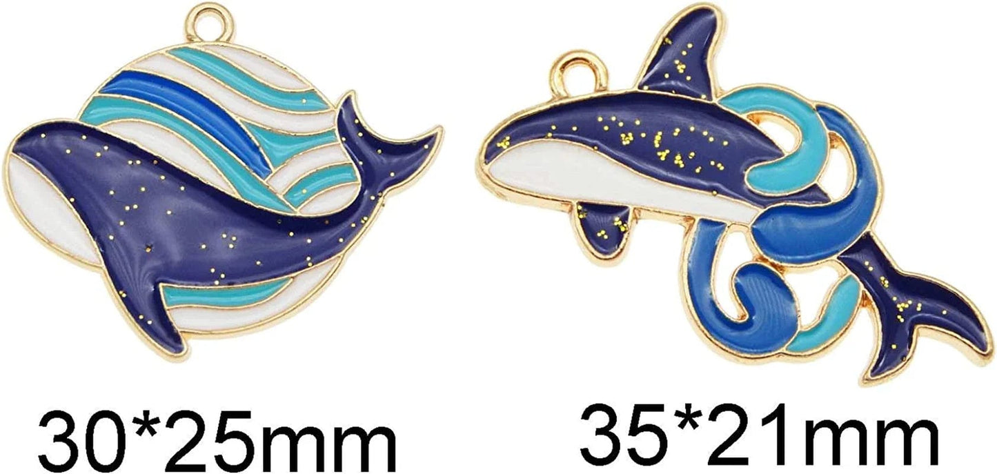 24Pcs Enamel Mixed Sea Whale Fish Charm Pendant for Jewelry Making Necklace Bracelet Earring Bulk DIY Craft