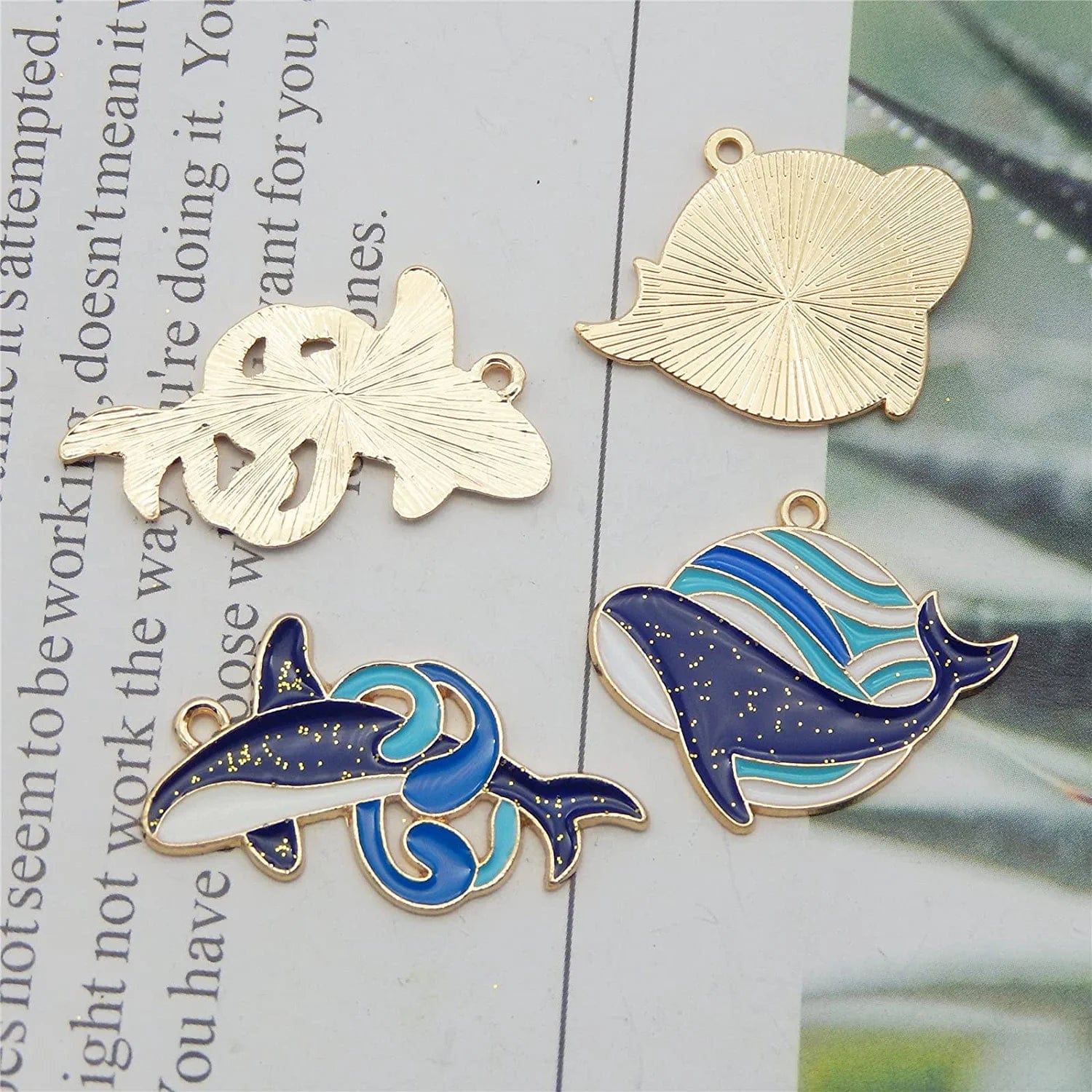 24Pcs Enamel Mixed Sea Whale Fish Charm Pendant for Jewelry Making Necklace Bracelet Earring Bulk DIY Craft