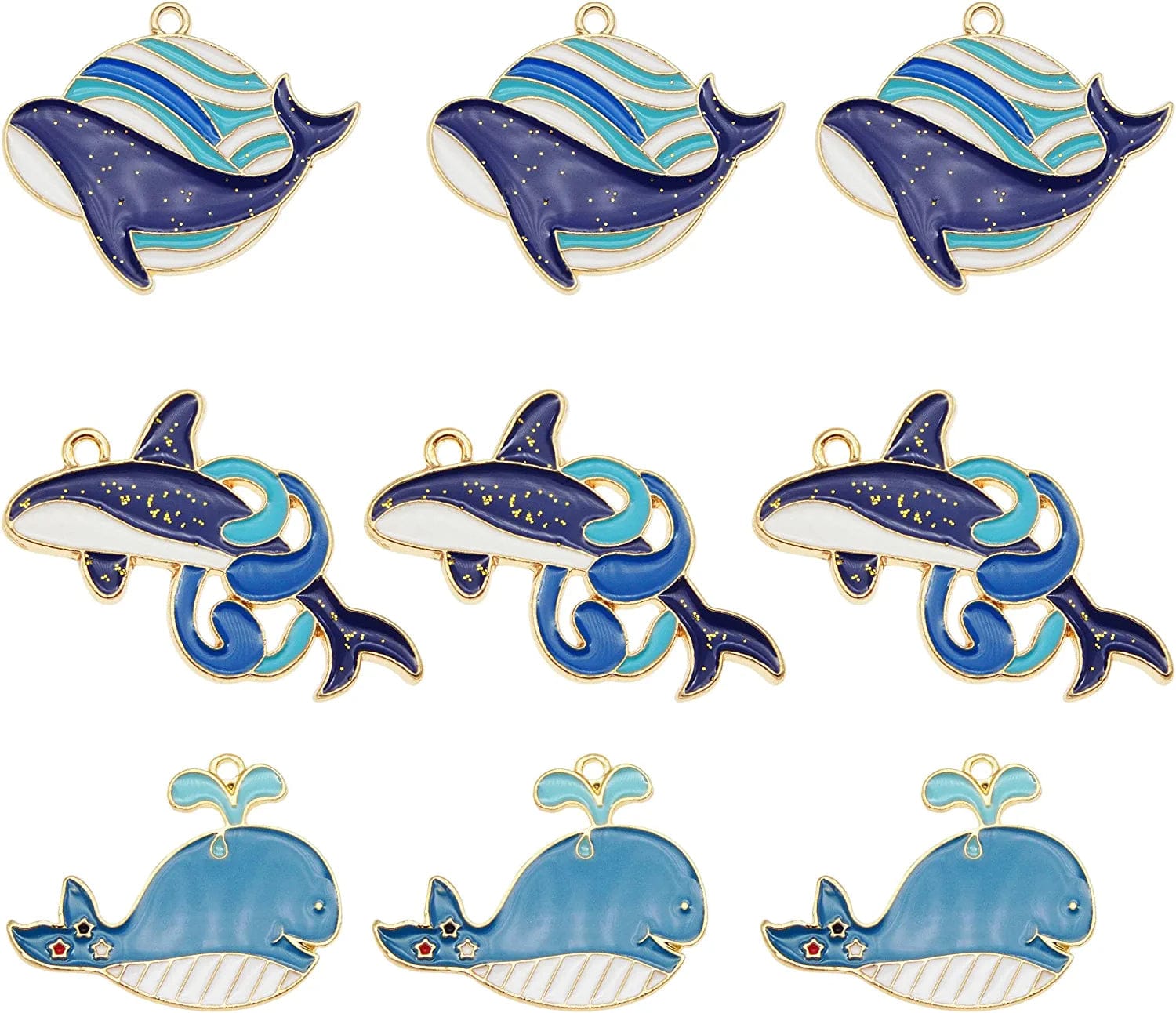 24Pcs Enamel Mixed Sea Whale Fish Charm Pendant for Jewelry Making Necklace Bracelet Earring Bulk DIY Craft