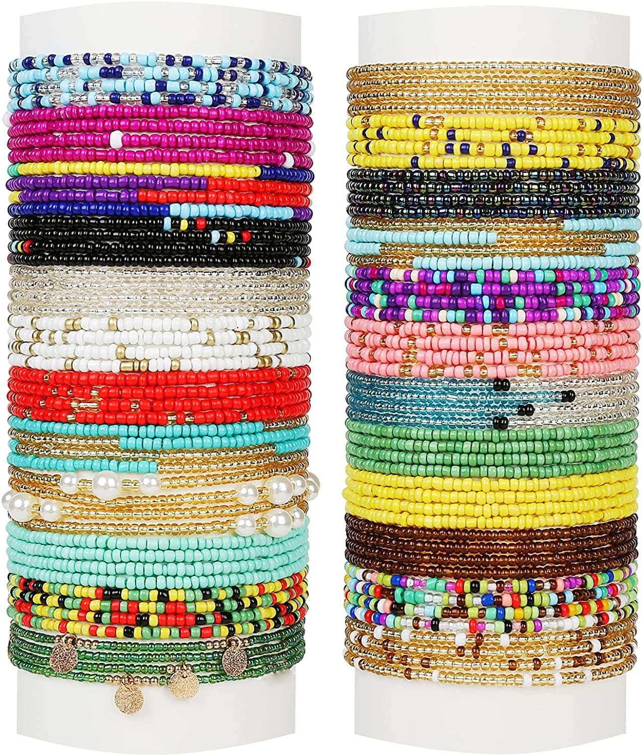 24Pcs Waist Beads for Women Weight Loss Colorful Beaded Body Chain Waist Jewelry Belly Bead Body Chain Jewelry for Women Apparel & Accessories > Jewelry > Body Jewelry Dalinner Colorful:A 24
