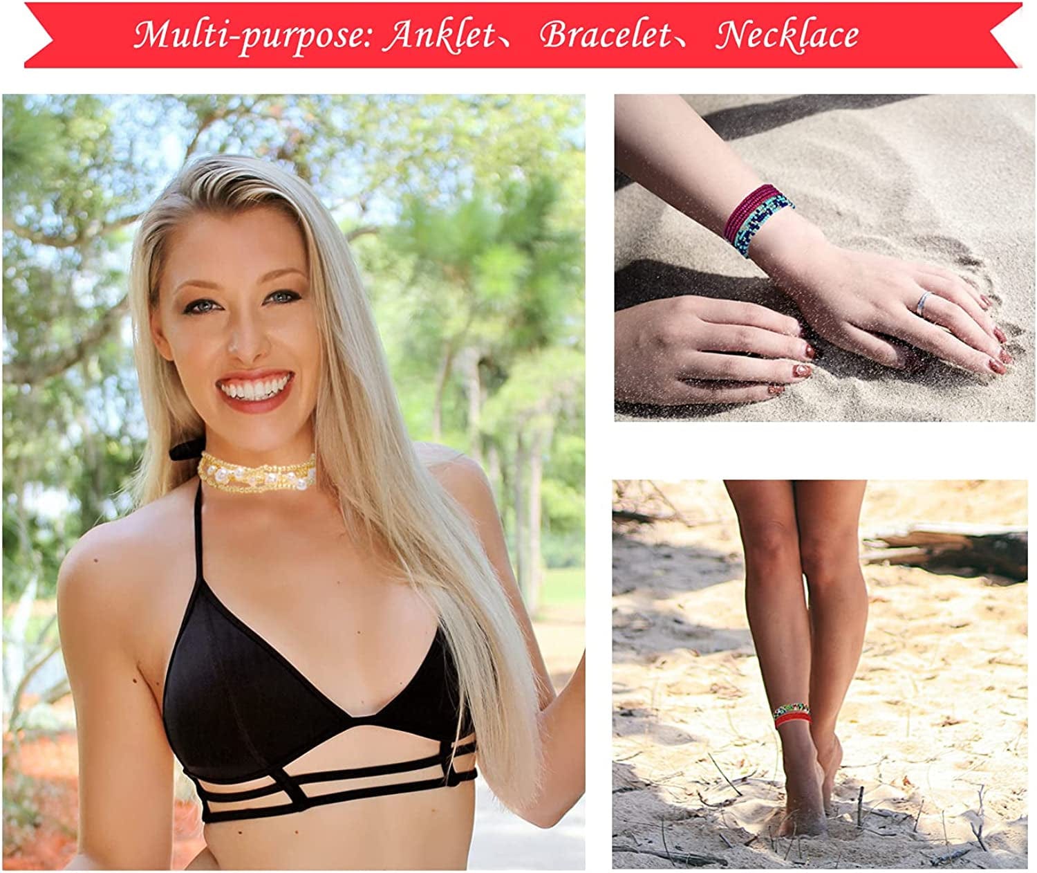 24Pcs Waist Beads for Women Weight Loss Colorful Beaded Body Chain Waist Jewelry Belly Bead Body Chain Jewelry for Women Apparel & Accessories > Jewelry > Body Jewelry Dalinner