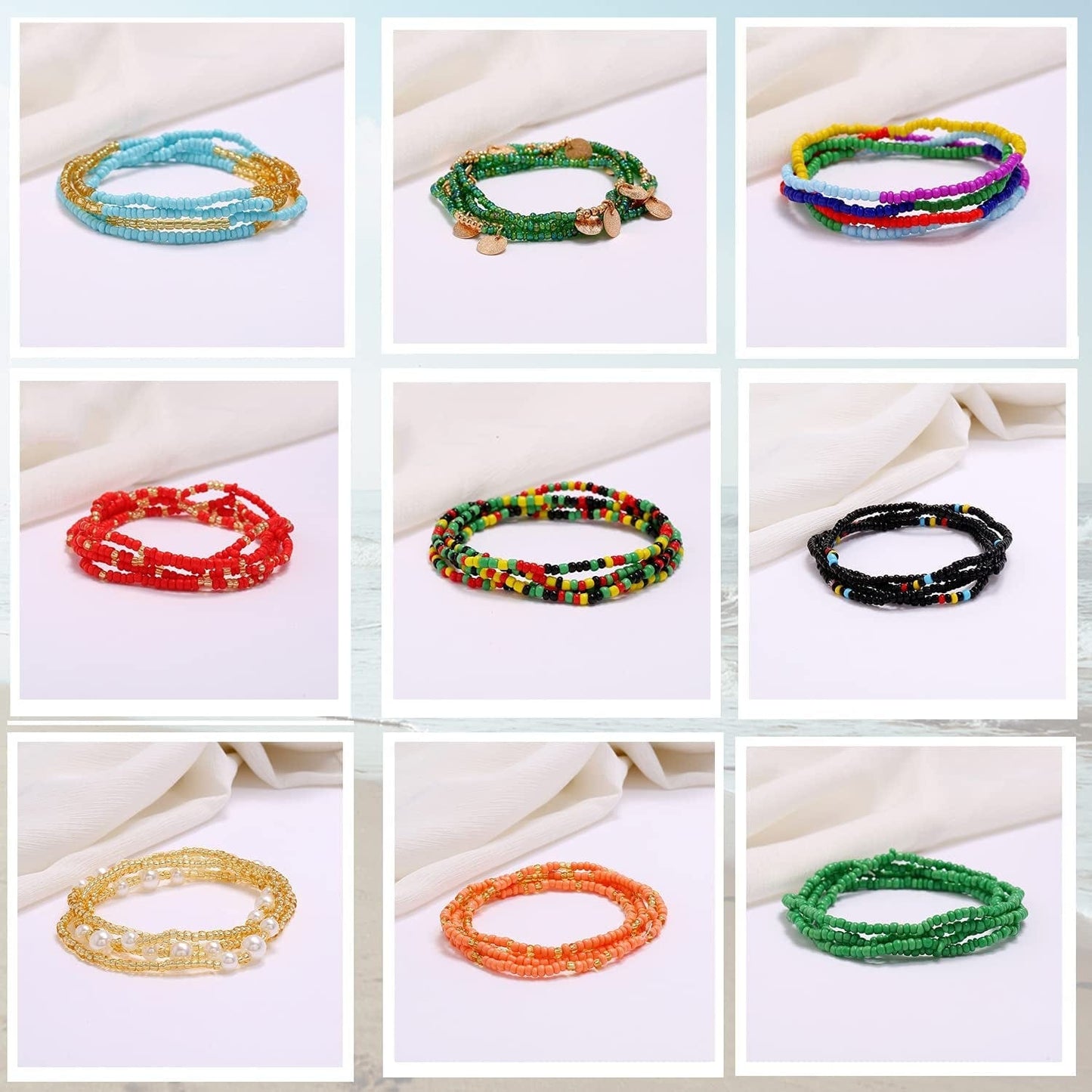 24Pcs Waist Beads for Women Weight Loss Colorful Beaded Body Chain Waist Jewelry Belly Bead Body Chain Jewelry for Women Apparel & Accessories > Jewelry > Body Jewelry Dalinner