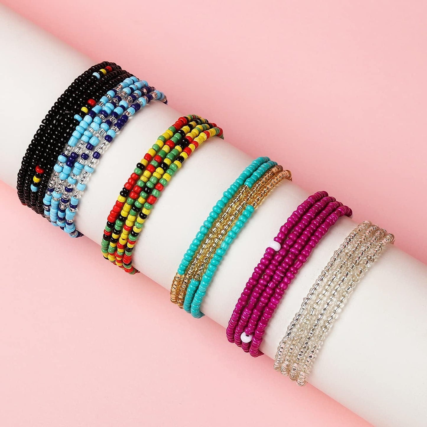 24Pcs Waist Beads for Women Weight Loss Colorful Beaded Body Chain Waist Jewelry Belly Bead Body Chain Jewelry for Women Apparel & Accessories > Jewelry > Body Jewelry Dalinner