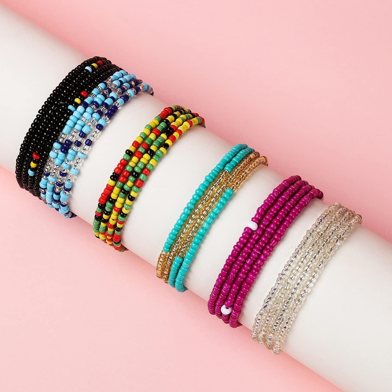 24Pcs Waist Beads for Women Weight Loss Colorful Beaded Body Chain Waist Jewelry Belly Bead Body Chain Jewelry for Women Apparel & Accessories > Jewelry > Body Jewelry Dalinner