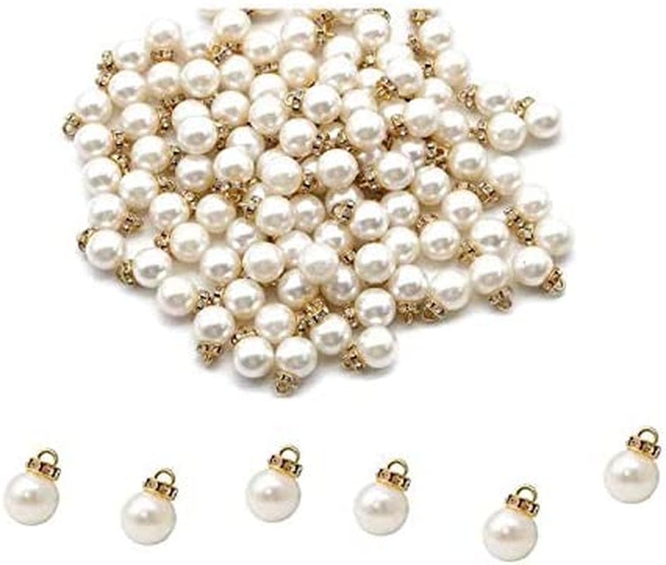 25 Pcs Faux Pearl Flat Pin Charms Beads Pendants DIY Jewelry Making Findings