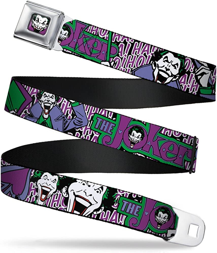 Buckle-Down Seatbelt Belt - Joker Face/Logo/Spades Black/White/Purple - 1.0" Wide - 20-36 Inches in Length Apparel & Accessories > Clothing Accessories > Belts Buckle-Down 1.0" Wide - 20-36 Inches in Length