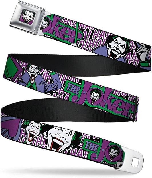 Buckle-Down Seatbelt Belt - Joker Face/Logo/Spades Black/White/Purple - 1.0" Wide - 20-36 Inches in Length Apparel & Accessories > Clothing Accessories > Belts Buckle-Down 1.0" Wide - 20-36 Inches in Length
