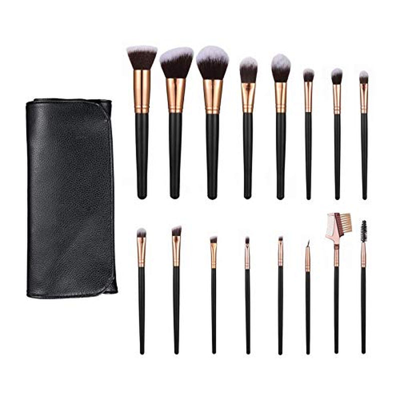 SOLVE Makeup Brushes 16 Pcs Premium Synthetic Foundation Blending Blush Concealer Eye Shadow Makeup Brush Set,Leather Travel Makeup Bag Included, Black with Rose Gold Health & Beauty > Personal Care > Cosmetics > Cosmetic Tools > Makeup Tools SOLVE
