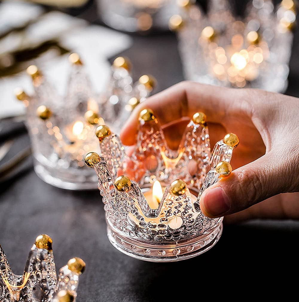 Vixdonos Crown Glass Tealight Candle Holder Set of 12 Clear Votive Candle Holders for Wedding, Party and Home Decor Apparel & Accessories > Jewelry > Anklets Vixdonos Gold Tips 6PCS