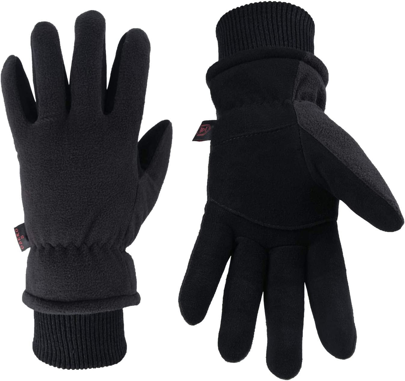 Winter Gloves -30°F Cold Proof Deerskin Suede Leather Insulated Water-Resistant Windproof Thermal Glove for Driving Hiking Snow Work in Cold Weather - Warm Gifts for Men and Women Apparel & Accessories > Clothing Accessories > Gloves & Mittens OZERO Denim-black Medium