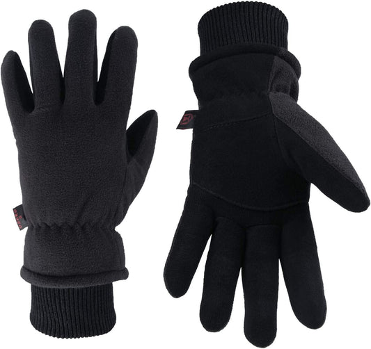 Winter Gloves -30°F Cold Proof Deerskin Suede Leather Insulated Water-Resistant Windproof Thermal Glove for Driving Hiking Snow Work in Cold Weather - Warm Gifts for Men and Women Apparel & Accessories > Clothing Accessories > Gloves & Mittens OZERO Denim-black Medium