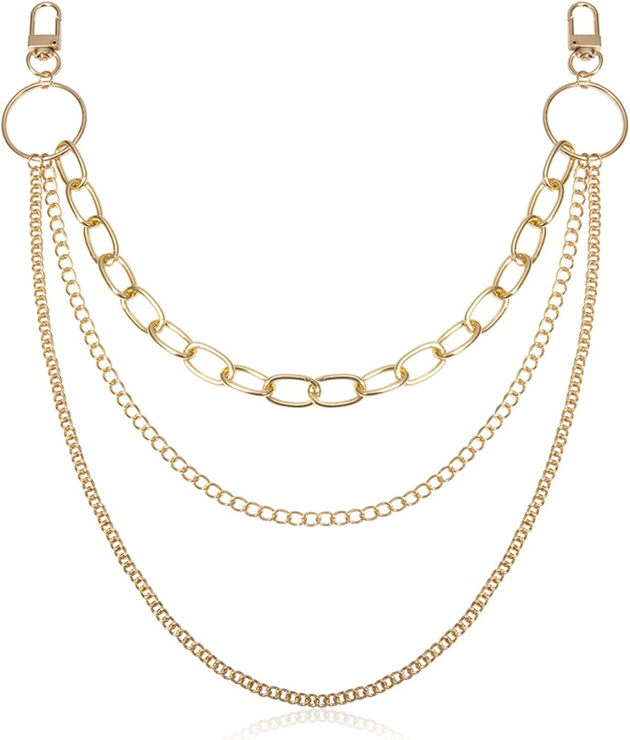 Tenghong2021 Punk Body Chain Goth Street Butterfly Belt Waist Chain Pants Chain Pocket Wallet Chain Gold Cuban Layered Jean Pants Belt Chains Waist Belly Body Chain Jewelry Apparel & Accessories > Jewelry > Body Jewelry tenghong2021 C