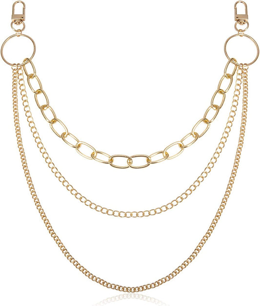 Tenghong2021 Punk Body Chain Goth Street Butterfly Belt Waist Chain Pants Chain Pocket Wallet Chain Gold Cuban Layered Jean Pants Belt Chains Waist Belly Body Chain Jewelry Apparel & Accessories > Jewelry > Body Jewelry tenghong2021 C