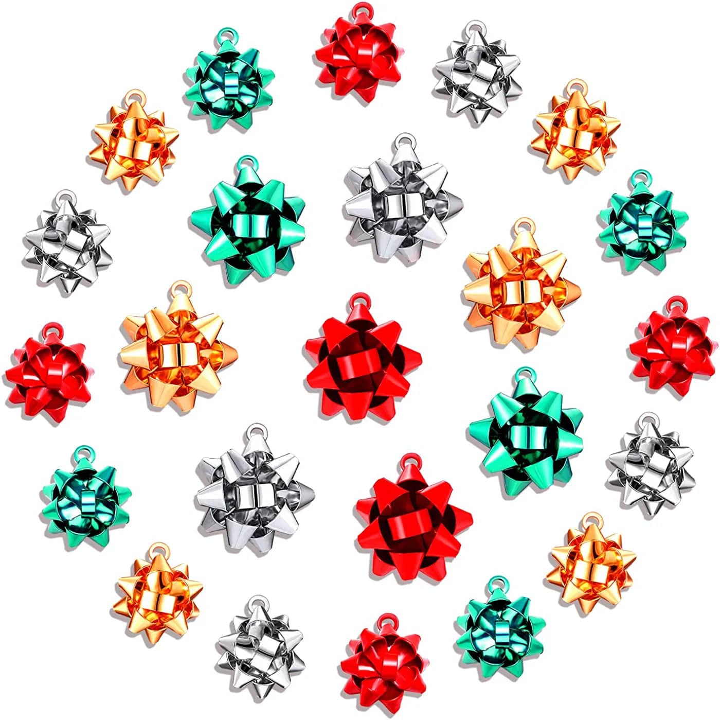 25PCS Christmas Charms for Jewelry Making Red Green Xmas Bow Charm Pendants for DIY Earring Bracelet Necklaces Holiday Clothes Sewing Bag Decoration Supply 24PCS Xmas Bow(16mm+22mm)