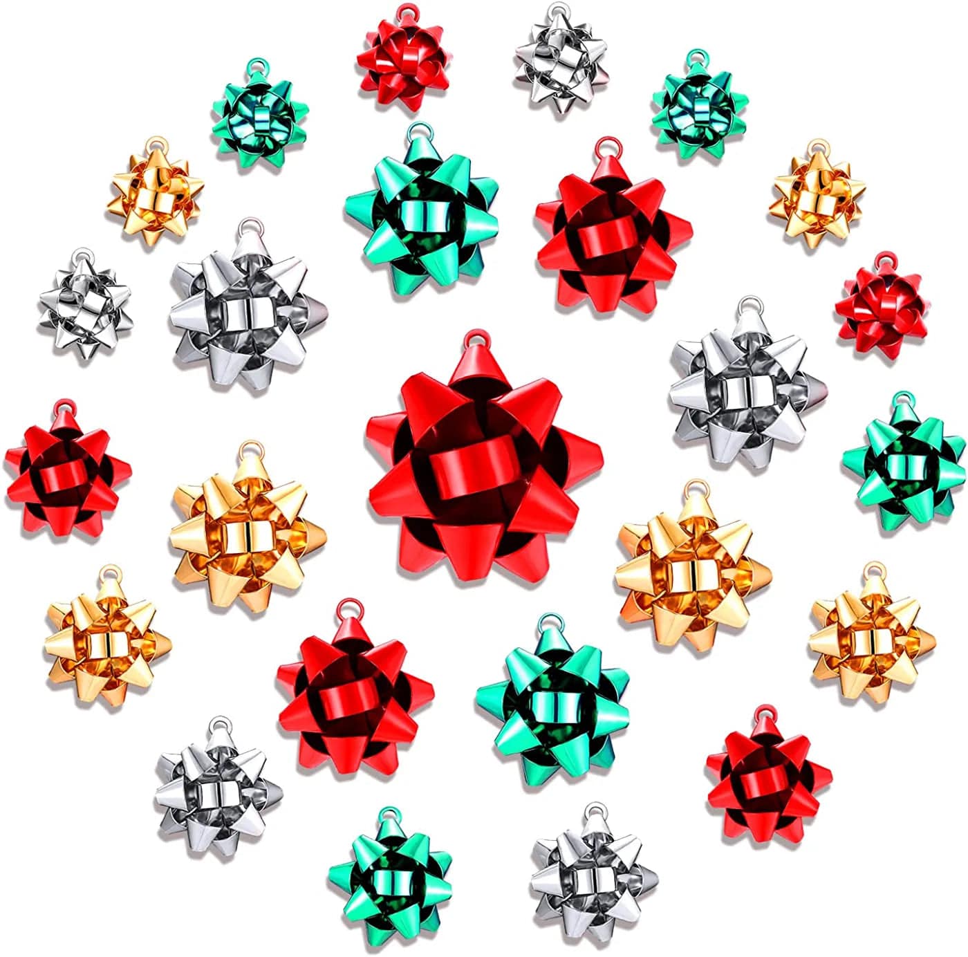 25PCS Christmas Charms for Jewelry Making Red Green Xmas Bow Charm Pendants for DIY Earring Bracelet Necklaces Holiday Clothes Sewing Bag Decoration Supply 25PCS Xmas Bow(16mm+22mm+28mm+42mm)