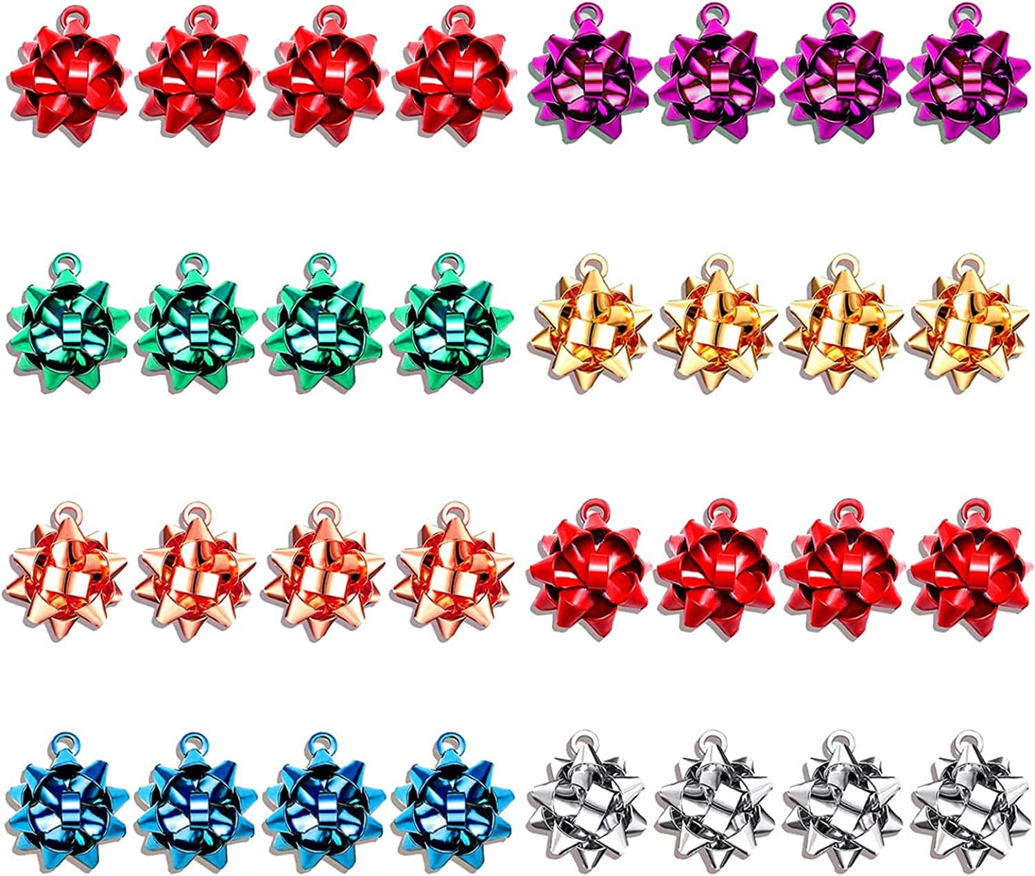 25PCS Christmas Charms for Jewelry Making Red Green Xmas Bow Charm Pendants for DIY Earring Bracelet Necklaces Holiday Clothes Sewing Bag Decoration Supply 32PCS Xmas Bow(16mm)