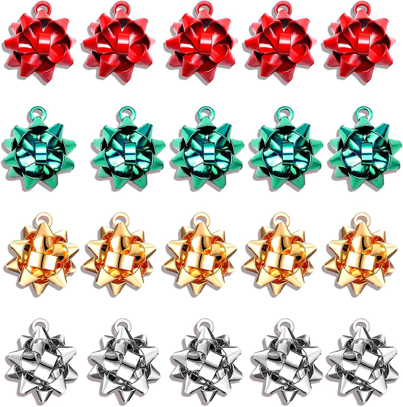 25PCS Christmas Charms for Jewelry Making Red Green Xmas Bow Charm Pendants for DIY Earring Bracelet Necklaces Holiday Clothes Sewing Bag Decoration Supply 20PCS Xmas Bow(16mm)