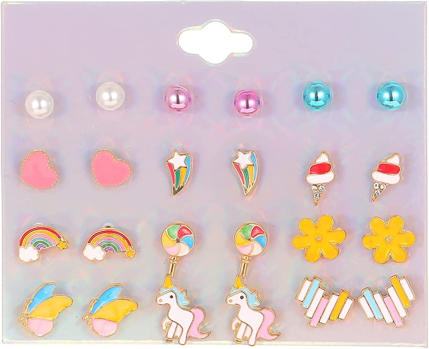 26/32 Pairs Hypoallergenic Christmas Stud Earrings for Girls Cute Animal Earrings for Teen Girls Little Girls Stainless Steel Earrings for Sensitive Ears Assorted Jewelry Set