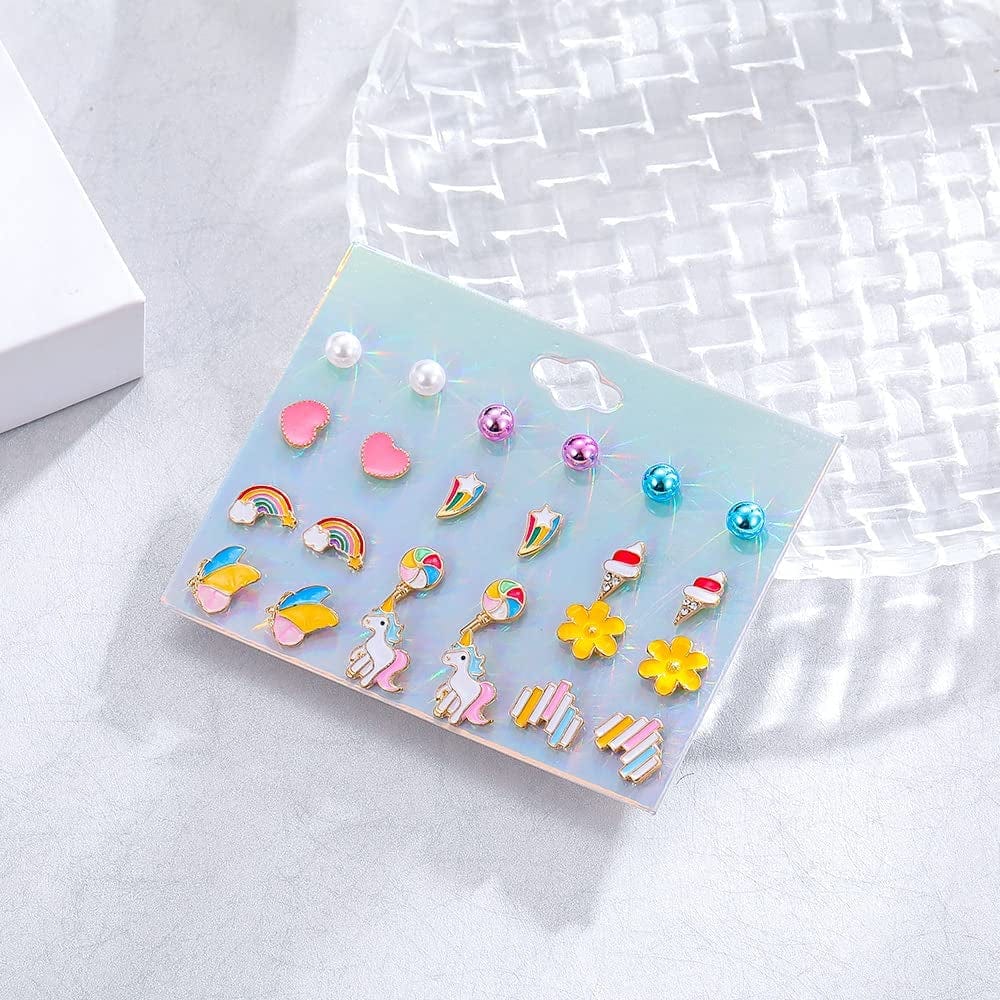 26/32 Pairs Hypoallergenic Christmas Stud Earrings for Girls Cute Animal Earrings for Teen Girls Little Girls Stainless Steel Earrings for Sensitive Ears Assorted Jewelry Set