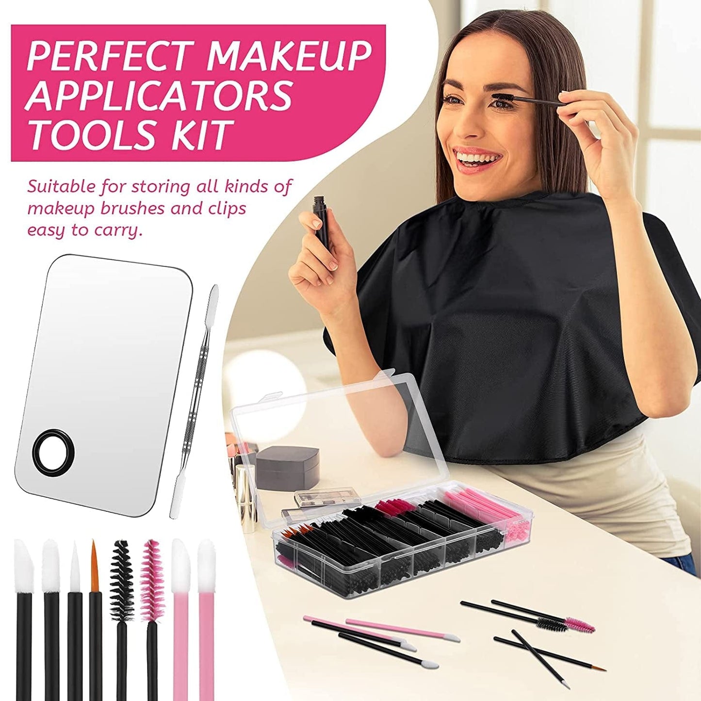 260 Pieces Disposable Makeup Tools Kit, Includes Eyeliner Brushes Mascara Wands Lipstick Applicators Plastic Storge Box Short Waterproof Cape Stainless Steel Makeup Palette and Spatula (Mixed Color) Health & Beauty > Personal Care > Cosmetics > Cosmetic Tools > Makeup Tools Maitys