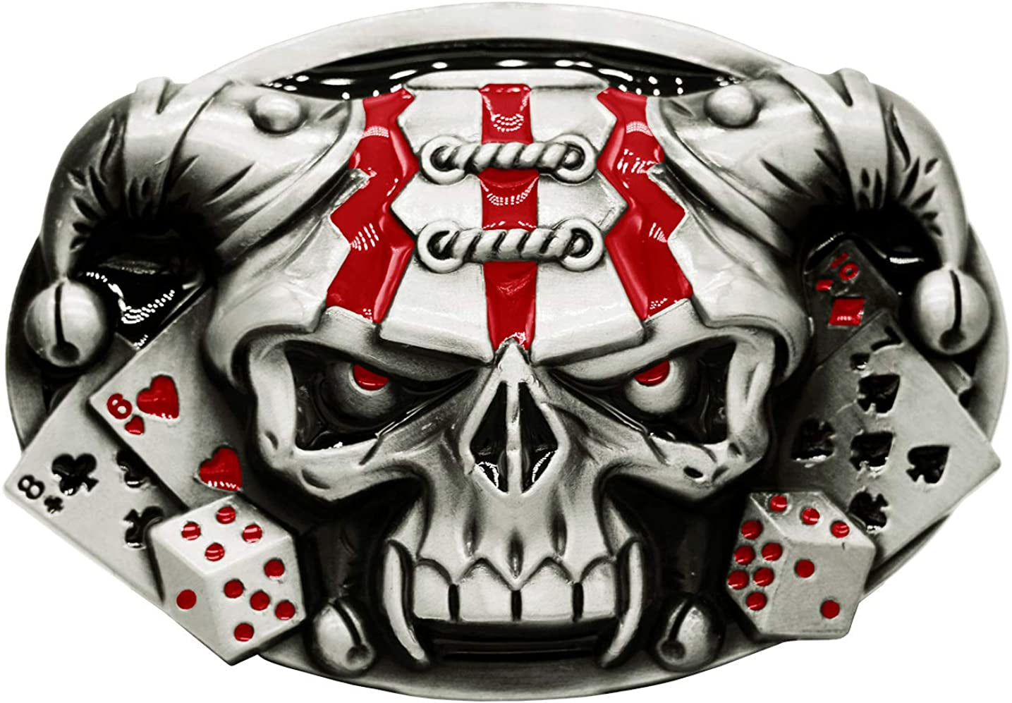 Belt Buckles of Ghost Skeleton Pirate Skull Design Cowboy Style Apparel & Accessories > Clothing Accessories > Belt Buckles Moranse Clown Skull Poker Dice