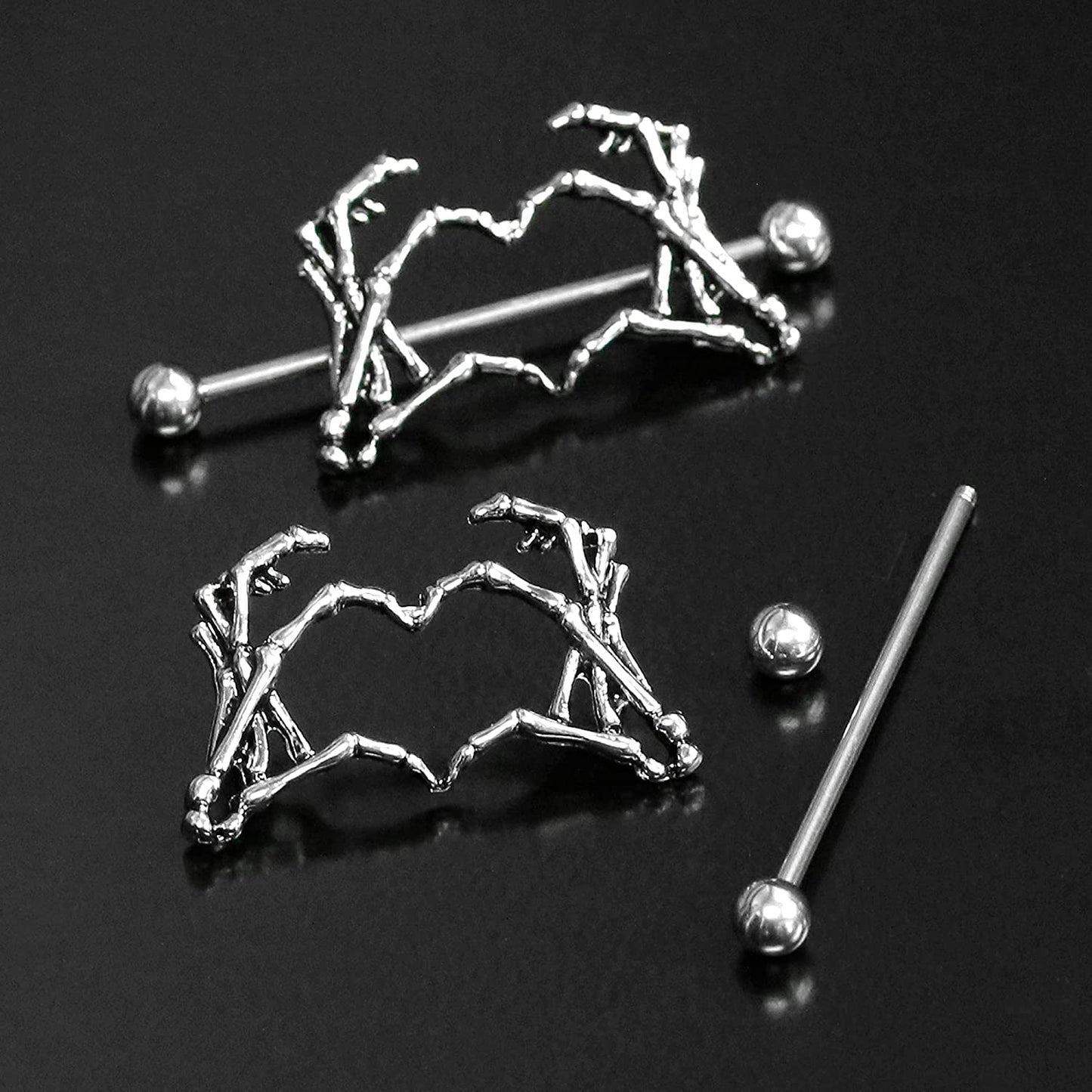 Body Candy Nipplerings Piercing Women 14G 1 1/2" Stainless Steel Skeleton Heart 2Pc Dangle Nipple Ring Set 38Mm Apparel & Accessories > Jewelry > Body Jewelry Body Candy